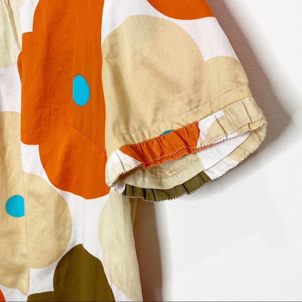 Orla Kiely Retro Floral Shift Dress Cream Orange Brown - Picture 6 of 11